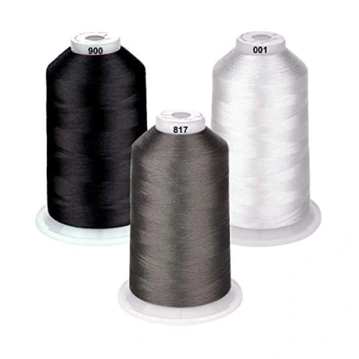 Image de Simthread 26 sélections Différents lots de fils gris en polyester pour machine à broder Grande bobine 5500Y machines coudre tout usage Couleur essentielle 3