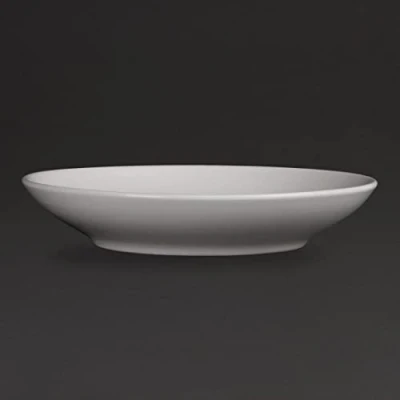 Image de Olympia Whiteware Assiettes Creuses en Porcelaine Blanche 260 mm Vaisselle Entièrement Vitrifiée Résistant à Chaleur et Chocs Paquet de 6