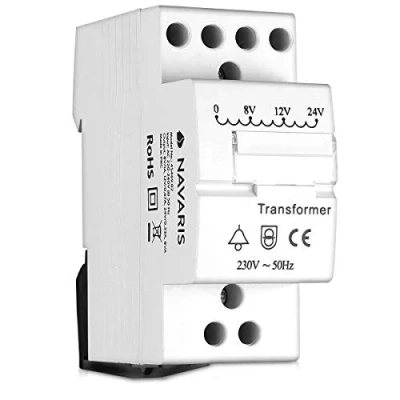 Image de Navaris Transformateur de Sonnette 220V 240V vers 8V 12V 24V Installation dans disjoncteur avec Rail DIN pour 8VA