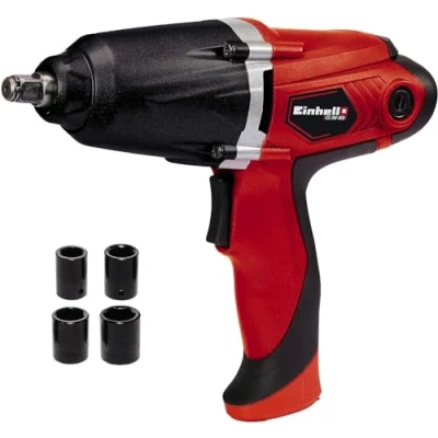 Image de Einhell Clé à chocs électrique CC IW 450 (450 W, 300 Nm, commutateur bascule rotation avant/arrière) Livré avec douilles de 17, 19, 21 et 22 mm