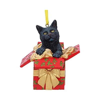 Image de Nemesis Now Lisa Parker Present Décoration de Noël en résine Motif Chat Noir 9 cm