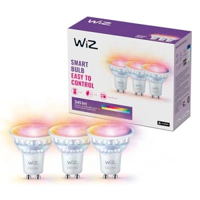 Image de WiZ GU10 Smart LED Glass Bulb 50W Replacement, Classic Style with 16 Million Colors + Shades of White, Wi Fi/Bluetooth, Voice/App Control, Works Google Home, Alexa and HomeKit