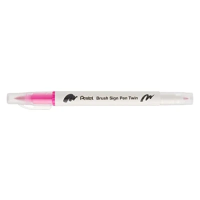 Image de Pentel Arts Brush Sign Pen Twin SESW30C Lot de 10 feutres pinceau bi pointe, Pointe large et fine, Acquarellable, Rose
