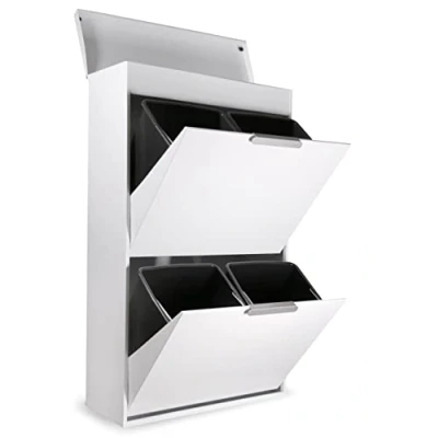 Image de ARREGUI Ecoclas Plus CR621 E Poubelle de Recyclage Cuisine 4 Bacs x 17 L (68 L) Tri Sélectif Rangements et Plateau multifonction Meuble Seaux Sac blanc