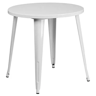 Image de Flash Meuble 76,2 cm Rond en métal Table d&#039;intérieure/extérieure, Métal, Blanc, 77.47 x 12.7