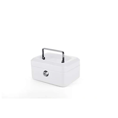 Image de Pavo 8008629 Premium Caisse à monnaie avec 2 clés Blanc 15 x 12 8 cm