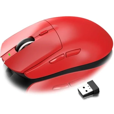 Image de AJ139 G PRO Souris de Jeu Sans Fil, Poids Léger 59g, Capteur Optique PixArt PAW3395, 26K DPI, Mode Double 2,4G / Filaire, Batterie 200 Heures, 6 Boutons Programmables, pour PC Rouge