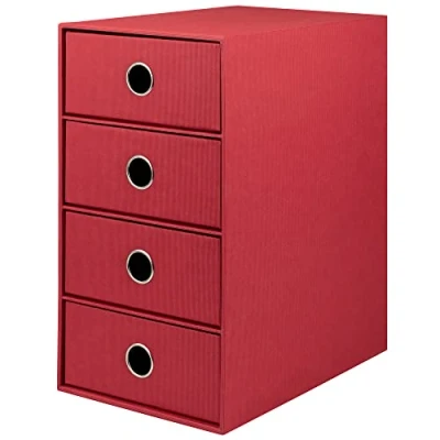 Image de Rössler Papier 1524452364 S.O.H.O. Boîte à 4 tiroirs pour DIN A5, avec trou de poignée, rouge, 250 x 175 320 mm, 1 pièce