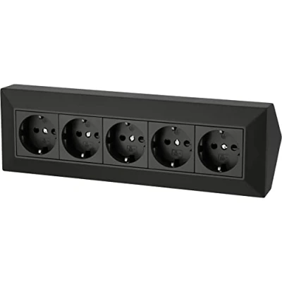 Image de 5 Fach Structure Bloc Multiprises Prise de Courant d&#039;angle 230V 16A 3600W Noir