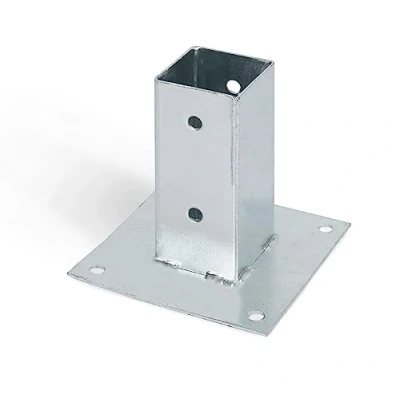 Image de Alberts 211608 Ancre sur platine pour poteau en bois rond ou carré galvanisée à chaud 61 x mm