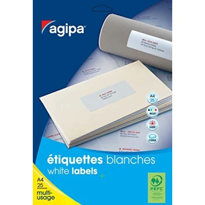 Image de Apli Agipa Pochette Étiquettes Adhésives Blanches Multi Usages Coins Arrondis 50 x 20 mm Certifié FSC 1400