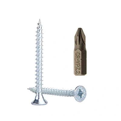 Image de Lot de 50 vis à bois en acier zingué 4,5 x 45 mm, pour aggloméré, universelles Pozi Drive PZ entièrement filetées, tête fraisée Pozidriv (50, mm)
