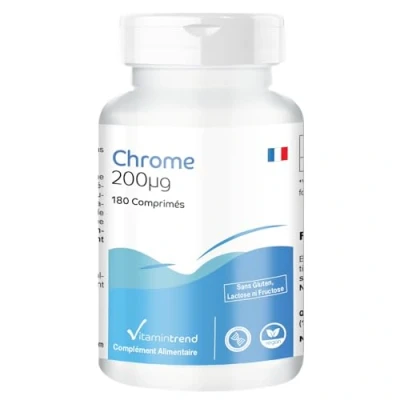 Image de Chrome 200mcg Picolinate de 180 comprimés ! POUR 6 MOIS Végan Flacon avantageux Vitamintrend®