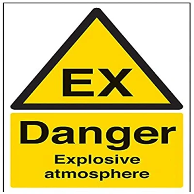 Image de vsafety Signes 69016 au s Panneau d&#039;avertissement &quot;Danger atmosphère Explosive Fire et inflammable, autocollant, Portrait, 200 mm x 300 mm, noir/jaune