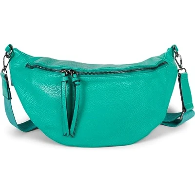 Image de styleBREAKER Femme sac à bandoulière Crossbody en demi lune, réglable amovible, main uni 02012386, couleur:Bleu vert