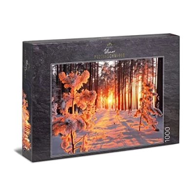 Image de Ulmer Puzzleschmiede Puzzle &quot;Sun d&#039;hiver&quot; classique de 1000 pièces saison Paysage neige dans notre maison rayons chauds du soleil, lumière et ombre la forêt d&#039;hiver froide