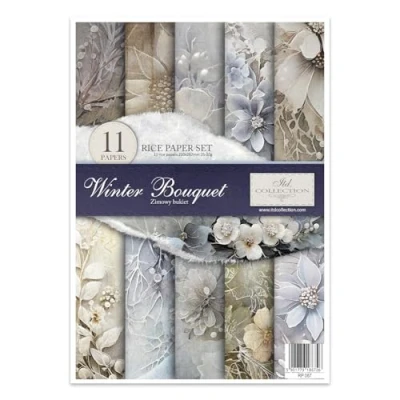 Image de ITD Collection Papier de riz créatif A4 Decoupage Rice Paper Sheet 29,7 x 21 cm Technique découpage multicolore (RP067 Winter Bouquet)