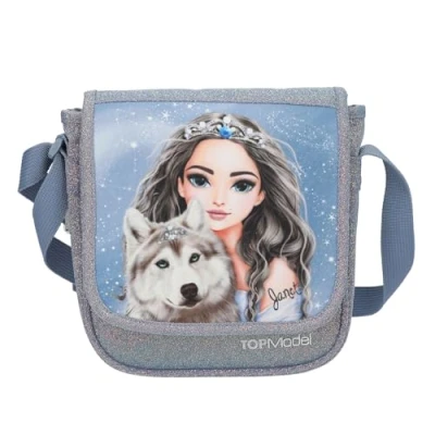Image de Depesche 13153 TOPModel Wolf Petit Bleu foncé, avec Motif modèle, étoiles et Paillettes, Sac bandoulière réglable, Multicolor, Taille Unique