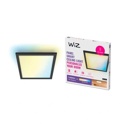 Image de WiZ plafonnier Wi Fi Noir, 36W, nuances de blanc, carré, fonctionne avec Alexa, Google Assistant et Apple HomeKit