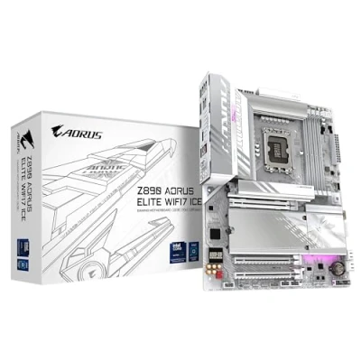 Image de GIGABYTE Z890 AORUS Elite WIFI7 Ice Carte Mère Prend en Charge Les processeurs Intel Core Ultra (Série 2), 16+1+2 Phases VRM, jusqu&#039;à 8800MHz DDR5 (OC), 1xPCIe 5.0 + 3xPCIe 4.0, Wi FI 7