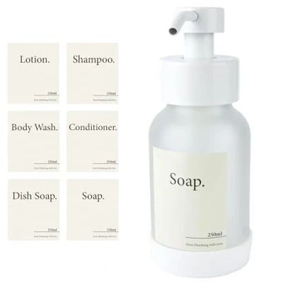 Image de Design Hambourg Distributeur De Savon Bouteille pour Cuisine et Bain À Pompe en Acier Inoxydable 1x 250ml Blanc Mat Frost