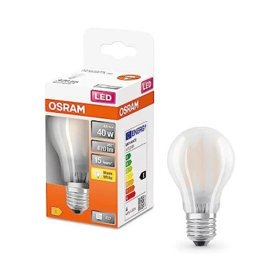 Image de OSRAM LED Star Classic A40 lampe pour la prise E27, forme de poire, fil, 470 lumens, blanc chaud (2700k), remplacement des ampoules 40W conventionnelles, non dimmables, pack 6 packs