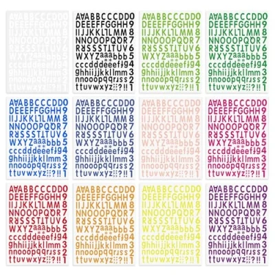 Image de Lot de 12 feuilles d&#039;autocollants en forme lettres l&#039;alphabet avec grandes lettres, autocollants imperméables et colorés