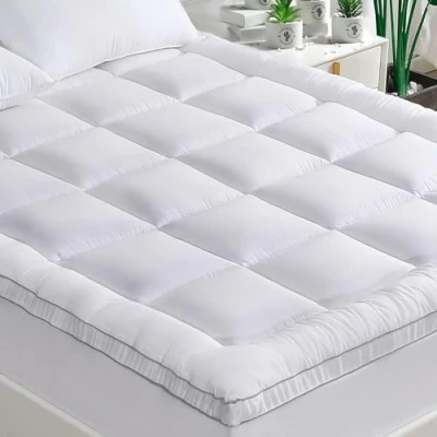 Image de GRT Surmatelas 135x190 cm, avec Surface en Fibres de Bambou et garnissage Flocons Neige 3D, adapté aux Lits boxspring Jusqu’à 30 cm d&#039;épaisseur Respirant, Ultra Doux Silencieux