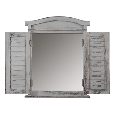 Image de Décoshop26 Miroir Mural Forme fenêtre avec Volets 53x42x5cm en Bois Gris Vieilli 04_0005486