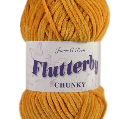 Image de James C Brett Flutterby Pelote de laine à tricoter épaisse 100 g B51 Jaune moutarde
