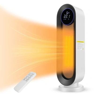 Image de chauffage d&#039;appoint, 2000 W 3 modes, thermostat soufflant, minuterie 12 heures, protection anti bascule, d&#039;ambiance oscillant à 100 pour la maison et le bureau Blanc grand écran