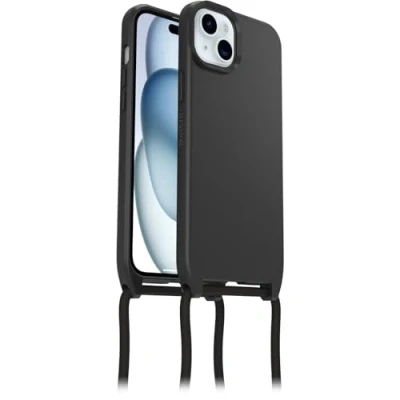 Image de OtterBox React Necklace coque avec MagSafe pour iPhone 15 Plus / 14 Plus, de protection ultra fine collier réglable et amovible, testé selon les normes militaires, Noir