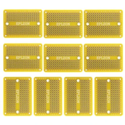 Image de EPLZON MINI PCB Board Carte de prototypage Breadboard soudable Protoboard Circuit Imprimé Double Faces pour les projets bricolage électronique compatibles avec(10 pièces,Jaune)