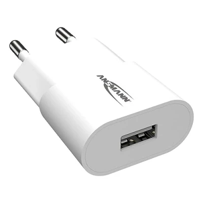 Image de ANSMANN Chargeur de téléphone HC105 (1 pce) rapide pour smartphone, tablette, powerbank, GPS, etc. iPhone, Samsung, Huawei, à 1 port USB A 1.0A Blanc