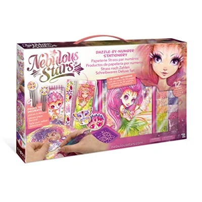 Image de Kit Créatif Complet Papeterie Strass par Numéro Petulia Nebulous Stars à Coller, Peinture Diamant Tableau, Carnet, Aimant et Marque Page Imprimés avec Enfant partir de 7 ans