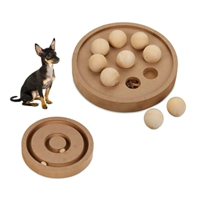 Image de Relaxdays Jouet d’Intelligence pour Chat et Chien, en MDF, remplir de friandises, H x D : env. 6 25 cm, Nature