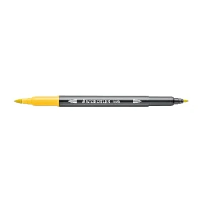 Image de STAEDTLER 3001 Feutre de Coloriage Aquarellable Double Pointe Pinceau 1 6 mm et Fine 0,5 0,8 Jaune Clair 10