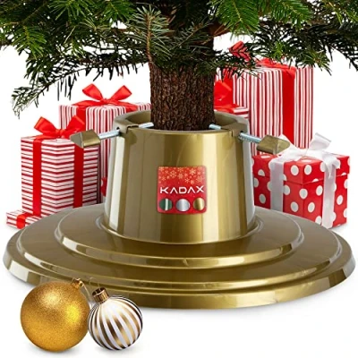 Image de KADAX Support de sapin Noël avec réservoir d&#039;eau en plastique pour un véritable arbre Doré Hauteur l&#039;arbre jusqu&#039;à 2 m