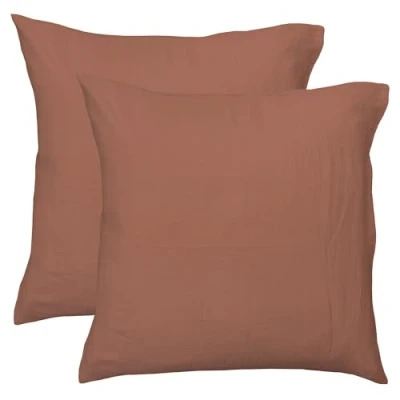Image de MATT &amp; ROSE Taies d&#039;oreiller Unies Double Gaze de Coton 65x65cm 100% qualité supérieure Oeko TEX Terre Cuite