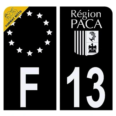 Image de HADEXIA Autocollant Sticker Plaque d&#039;immatriculation Moto Département 13 Logo Région PACA Noir