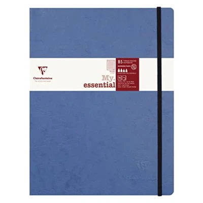 Image de Clairefontaine 794464C Collection Age Bag Un Carnet Élastiqué Cousu MyEssential Bleu B5 19x25 cm 192 Pages Numérotées Lignées Papier Ivoire 90 g Couverture Carte Lustrée Grain Cuir