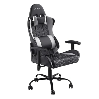 Image de Trust Gaming GXT 708W Resto Chaise Gaming, de Bureau, Fauteuil, Pivotement Total sur 360 et Dossier Réglable, Châssis Construit en Métal Robuste Blanc