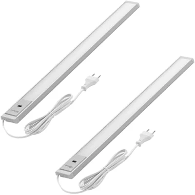 Image de Oktaplex 2er Set Riva LED éclairage sous plan capteur 690lm blanc chaud 57,5cm cuisine dimmable lampe 10W argent 230V