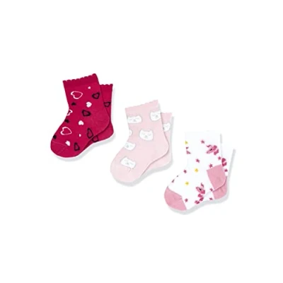 Image de Chicco Ensemble de Chaussettes courtes en coton, Mixte enfant, Blanc/Rose, 7 8 ans (pack of 3)