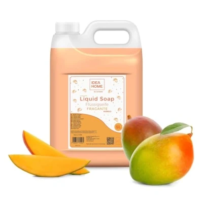 Image de IDEA HOME FRAGANTE Savon Liquide Mains 5l Recharge Liquide, Bidon 5 litres Doux pour la Peau, Testé Dermatologiquement Crème de Mangue, Or