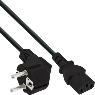 Image de InLine Câble d&#039;alimentation CEE 7 (P) incliné pour IEC 60320 C13 50 cm noir