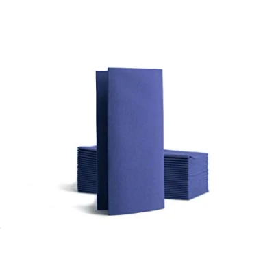 Image de Alvotex Lot de 50 Serviettes jetables Chic Airlaid Pliage 1/8 Aspect Tissu 39 x 40 cm Bleu foncé