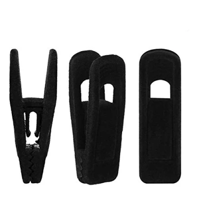 Image de Tinfol Cintre Velours Attaches, 24pc Pantalons cintres en Clips, Solide Doigt floqué Clips Idéal pour Une Utilisation avec Slim Line Vêtements Noir