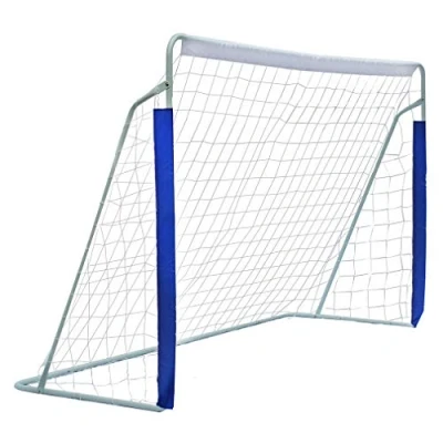 Image de FUNJEPE But de football portable en acier 2,4 m avec filet imputrescible et sac transport