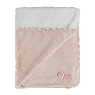 Image de Nattou Couverture Ultra Douce en Coton (Popeline) et Polyester (Velours), Alice Le Renard, 100 x 75 cm, Pomme, Rose poudré